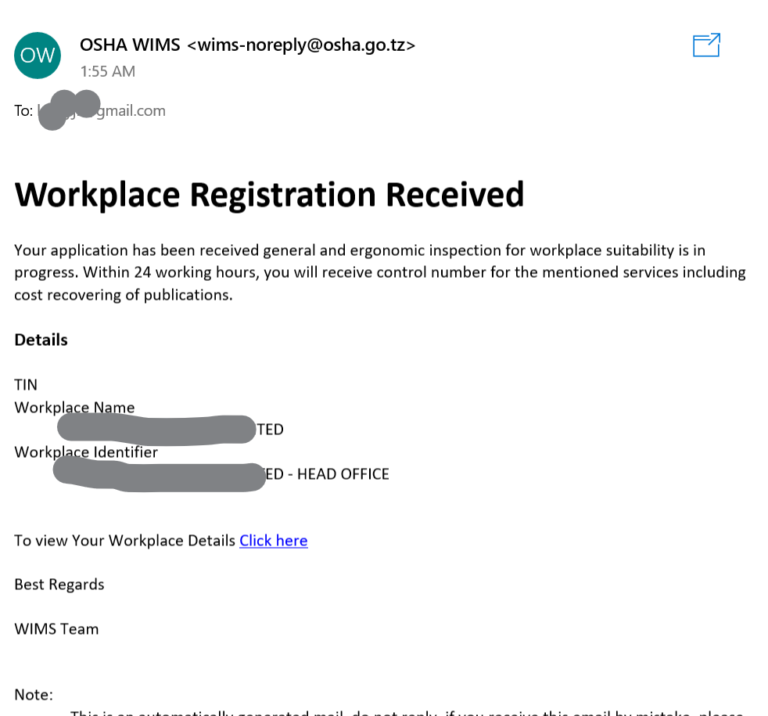 How to Register for OSHA in Tanzania using their online WIMS